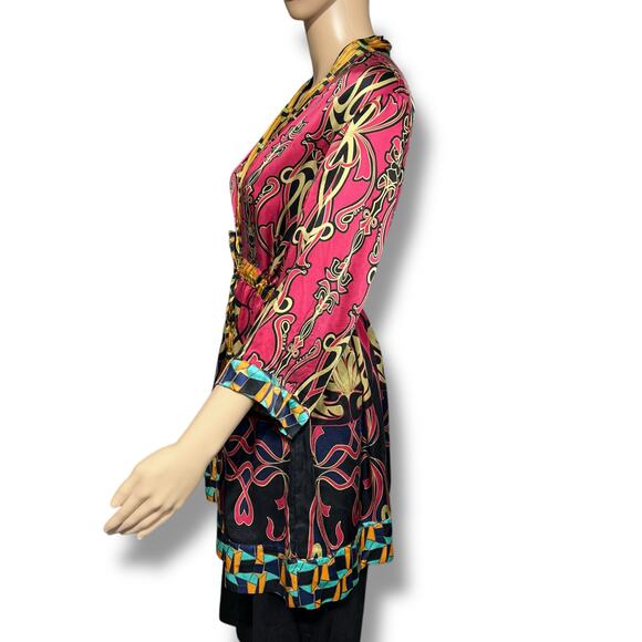 CAbi Womens Chelsea Erte Silk Kimono Tunic Top Blouse Shirt Tie Waist Large - Picture 7 of 11